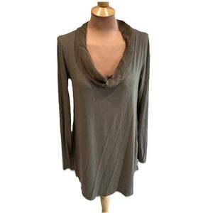 Vintage Only Hearts‎ Tunic Olive Green Cowl Neck Long Sleeve Boho Lagenlook